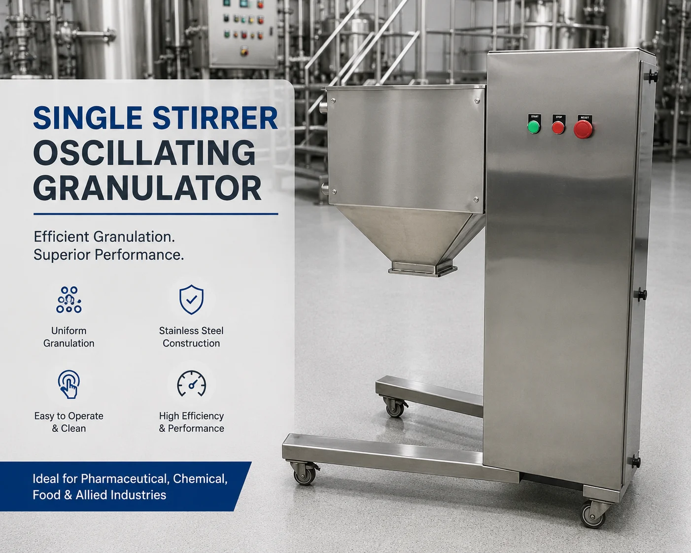 SINGLE STIRRER OSCILLATING GRANULATOR